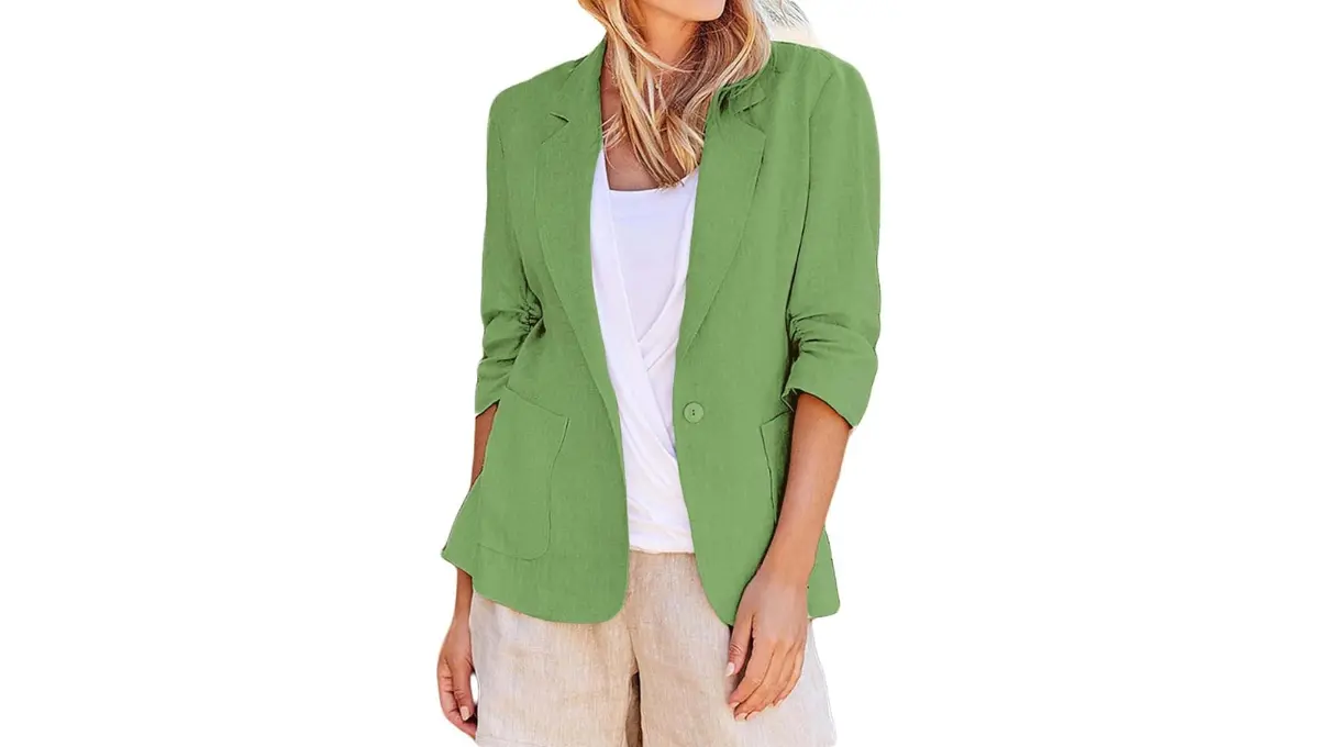Potrochi Women's Cotton Linen Blazer