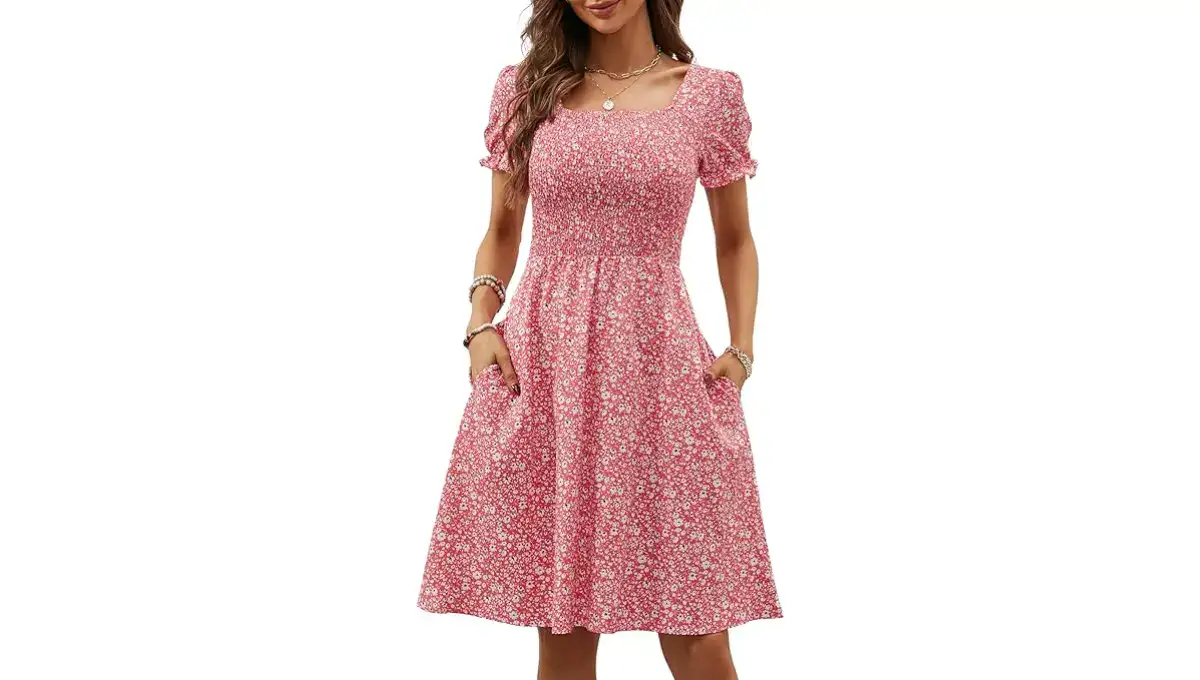 Berydress Women's Summer Boho Smocked Mini Sun Dress