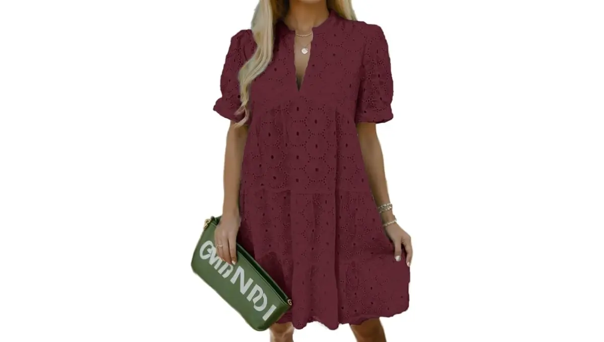 Flamingals Women's Eyelet Embroidery Dress