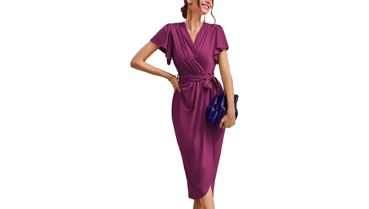 GRACE KARIN 2024 Women's Cocktail Wrap Dress with Belt