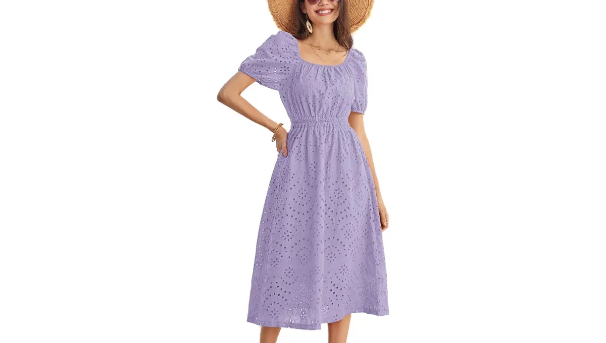 GRACE KARIN Women's Eyelet Midi Dress
