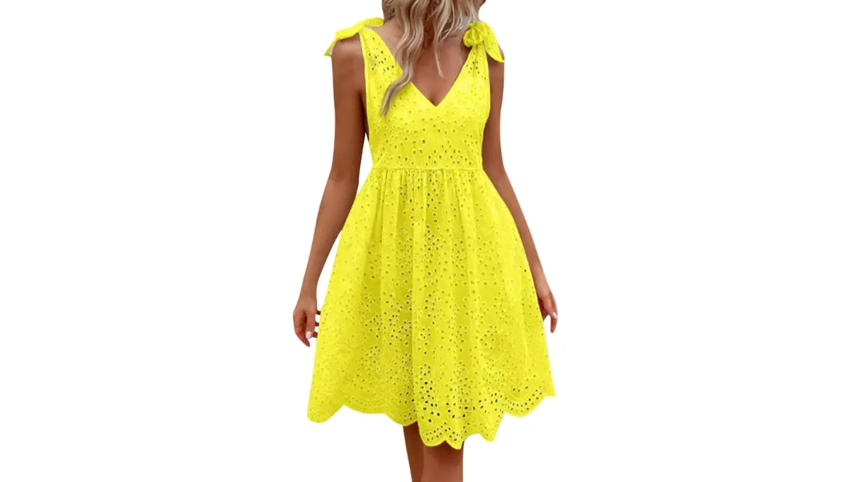 Generic Trendy 2024 Eyelet Lace V Neck Sundress