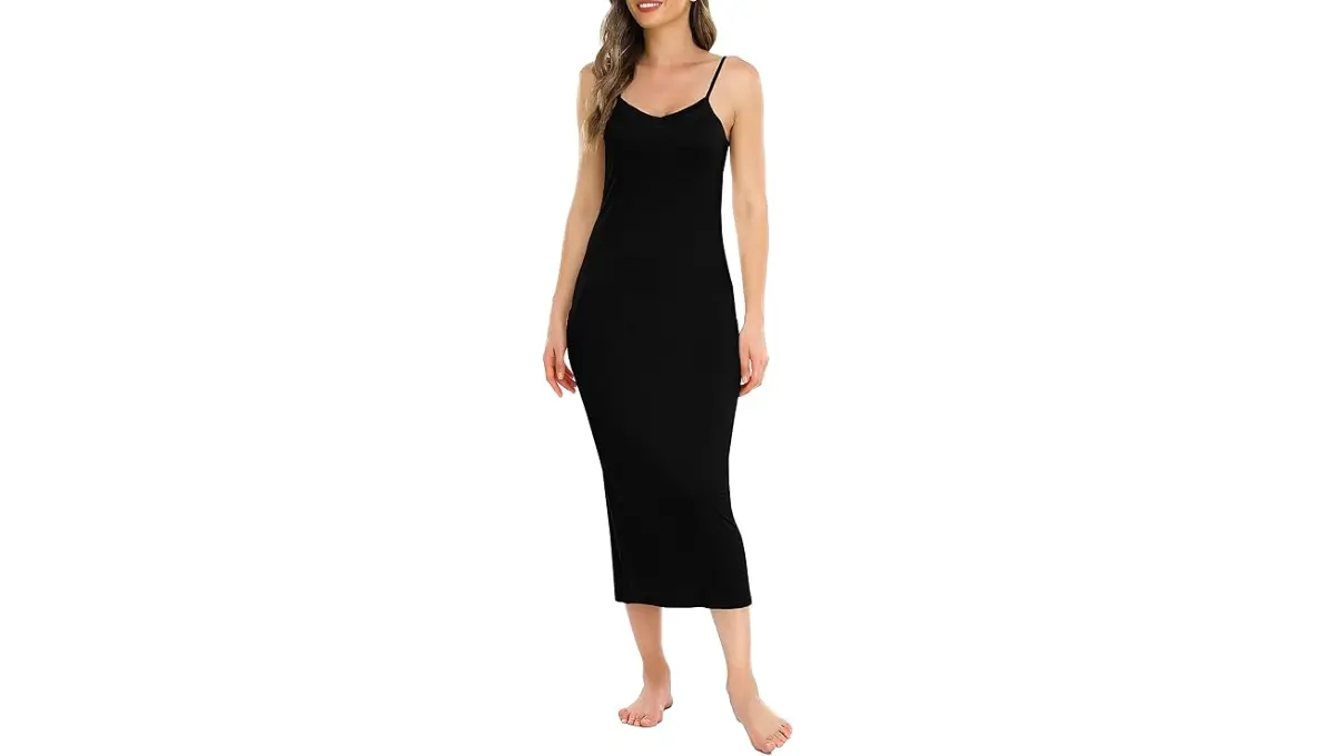 Vlazom Long Slip V Neck midi Dress for Women
