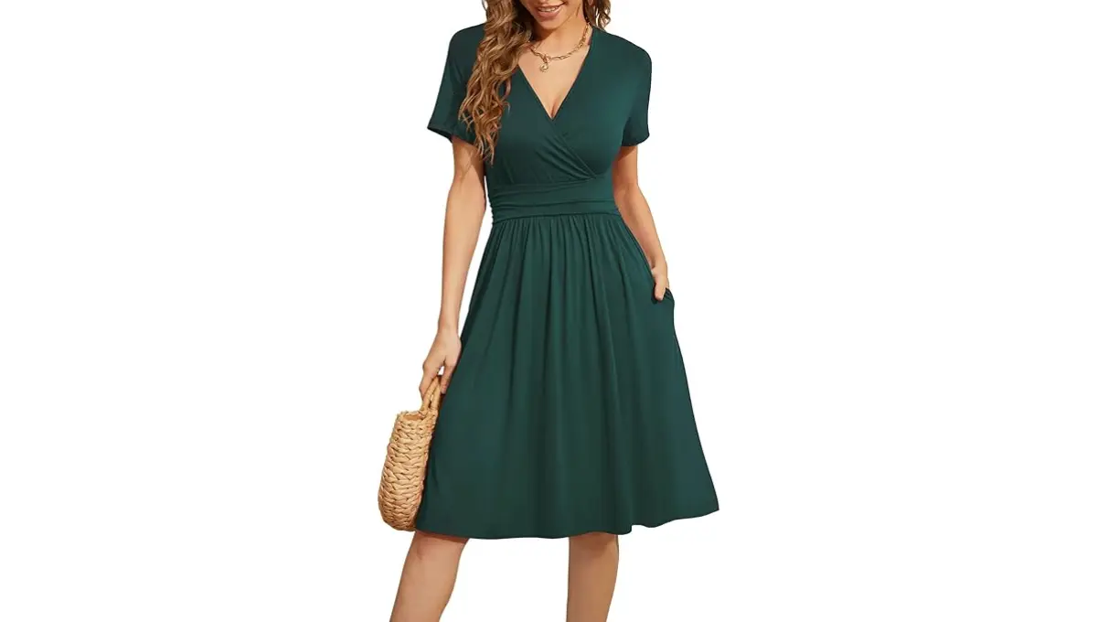WEACZZY Women's 2024 Summer Short Sleeve Casual Wrap Dress