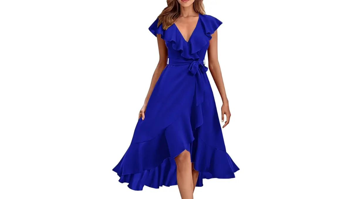 YLDBWDX Women's Summer Wrap V-Neck Midi Dress