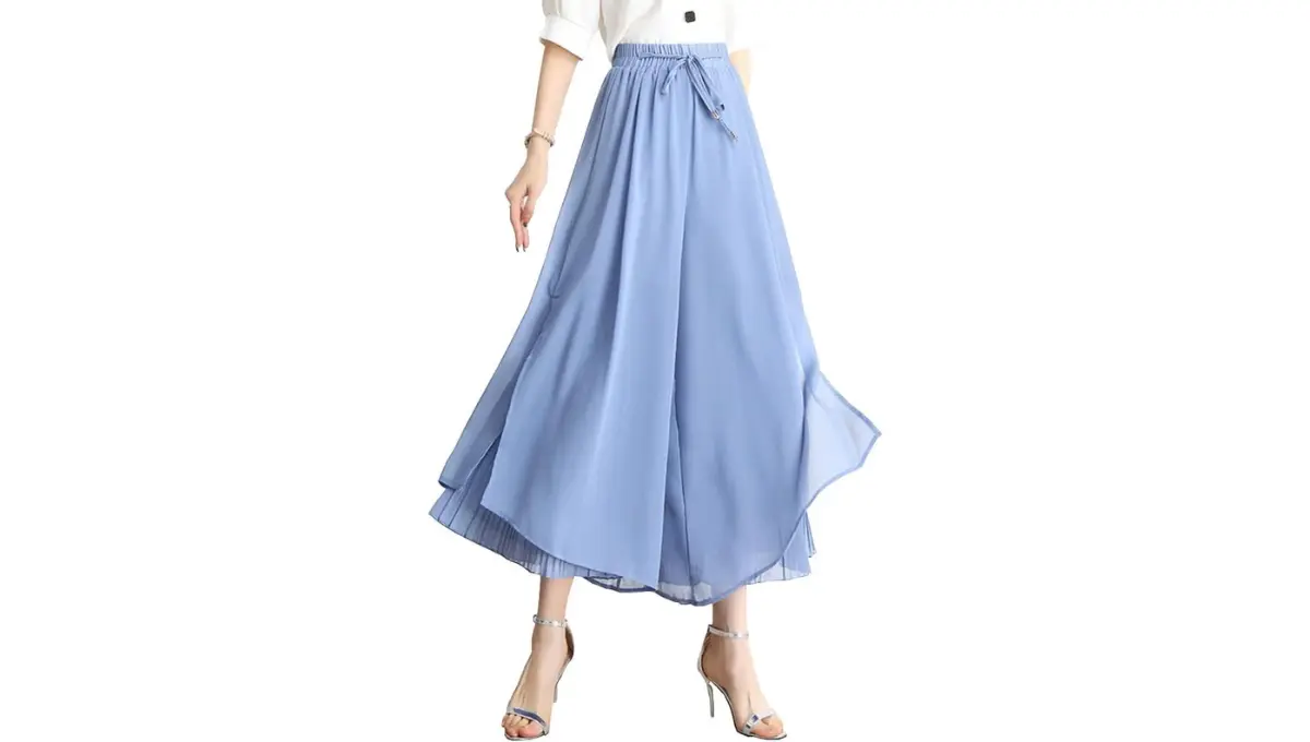 chouyatou Women's Chiffon Wide Leg Culottes Pants chouyatou Women's Chiffon Wide Leg Culottes Pants