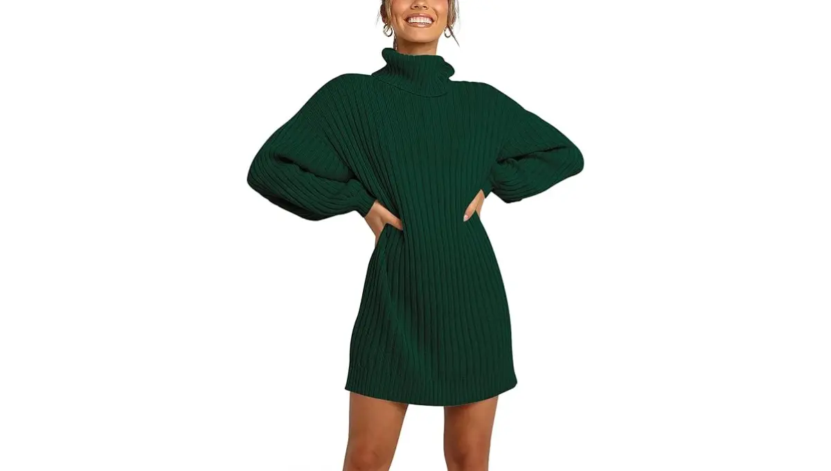 ANRABESS Women’s Oversized Turtleneck Sweater Dress Fall & Winter