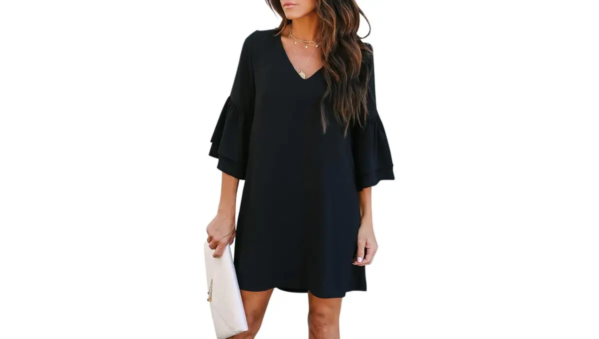 BELONGSCI Women's Bell Sleeve Shift Wedding Dress