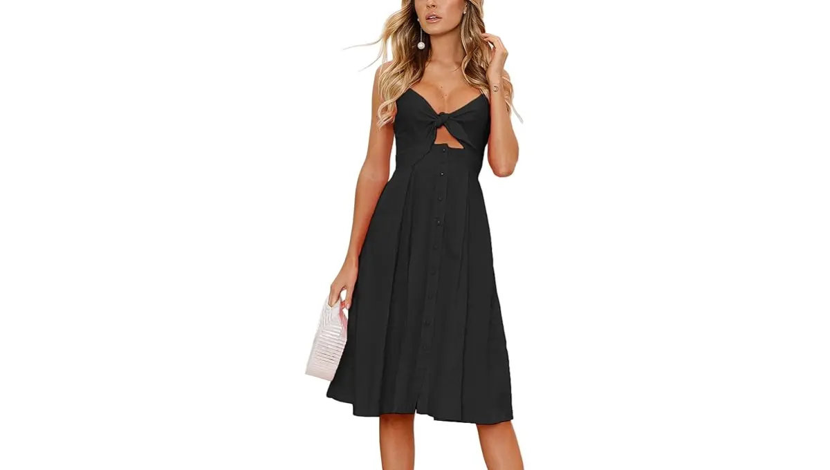 ECOWISH Women's Summer Tie Front Midi wedding Dress
