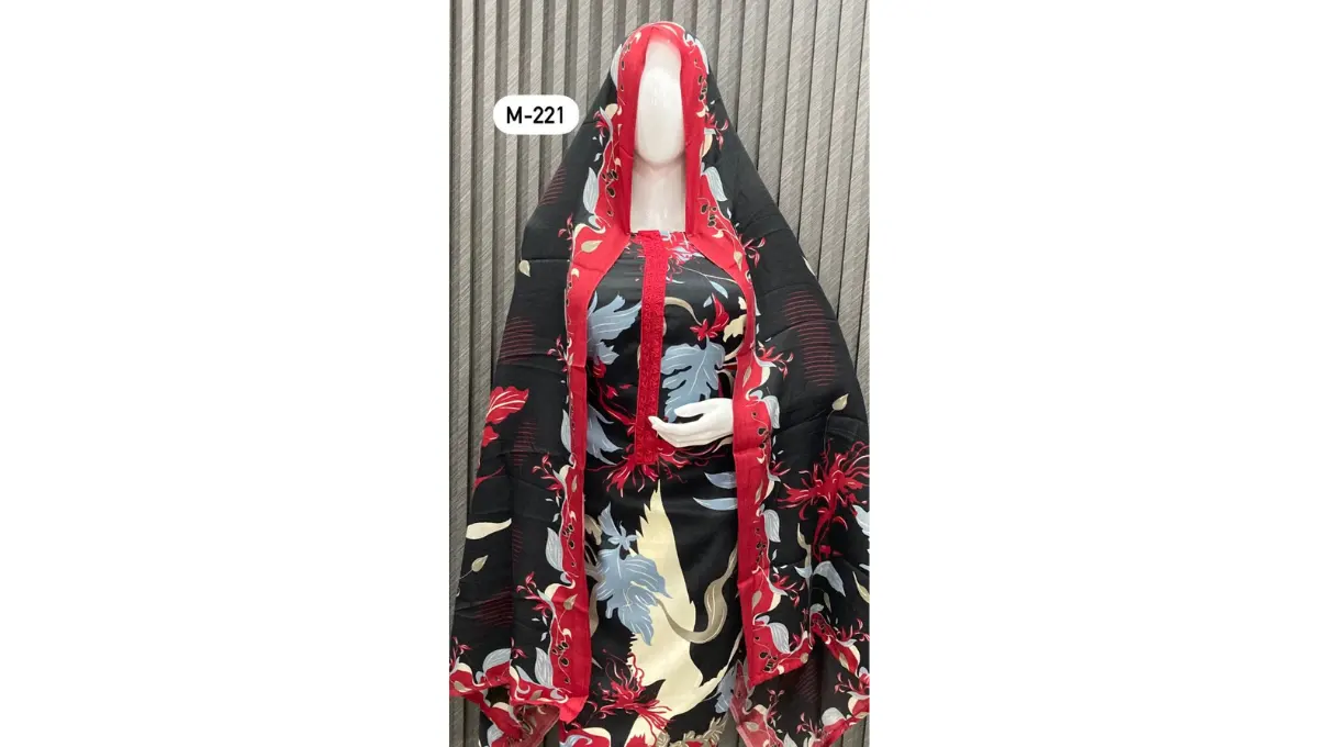 Black Woolen Digital Printed Suit Set