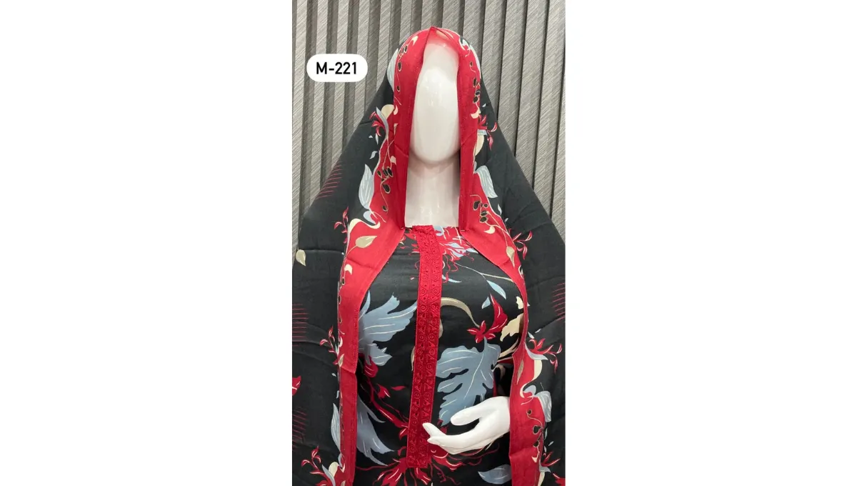 Black Woolen Digital Printed Suit Set
