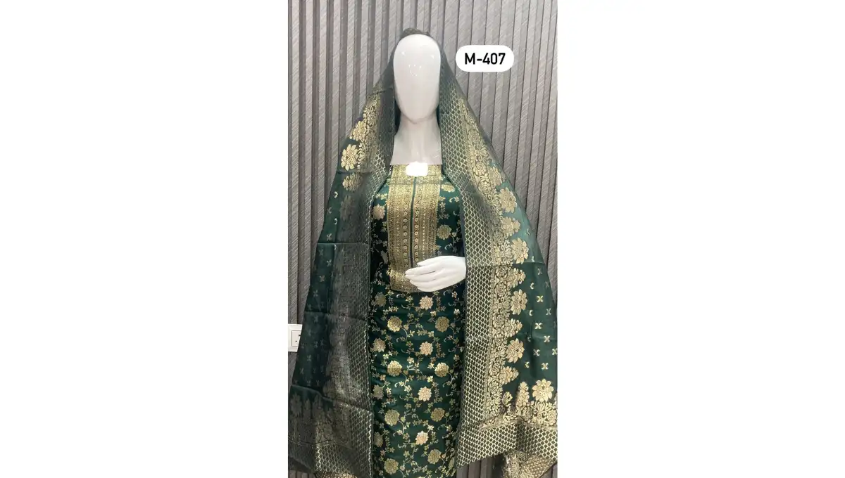 Dark Green Banarsi Silk Suit Set