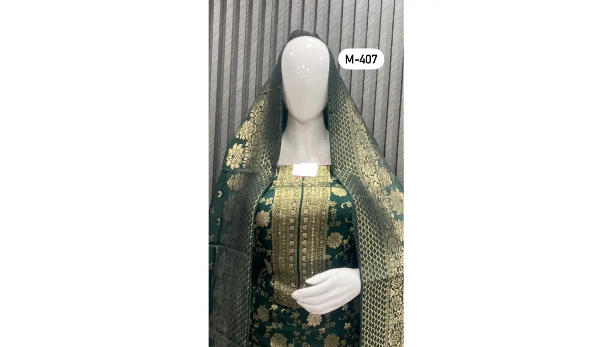 Dark Green Banarsi Silk Suit Set