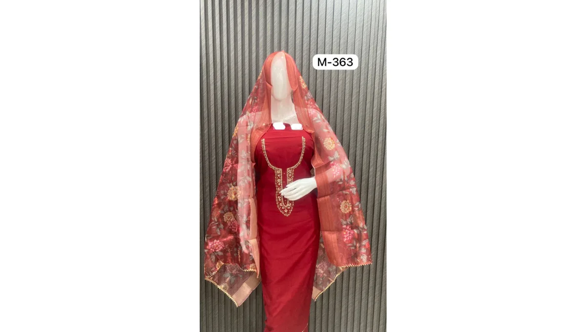 Maroon Muslin Suit Set