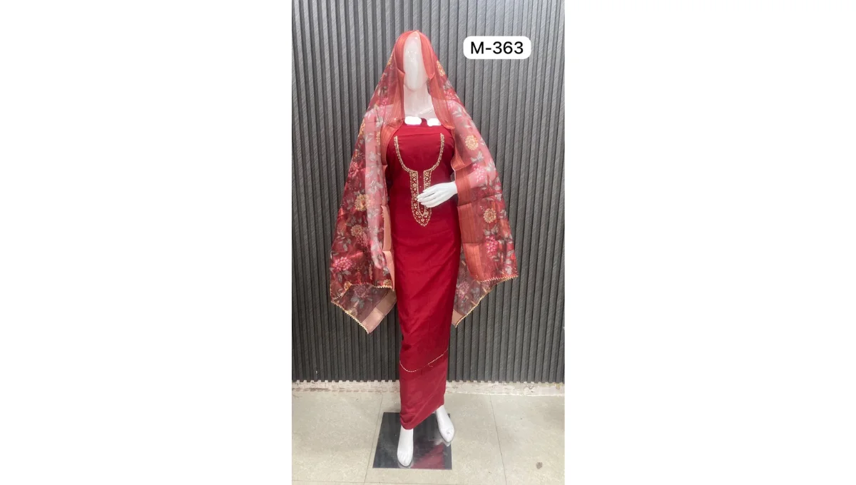 Maroon Muslin Suit Set