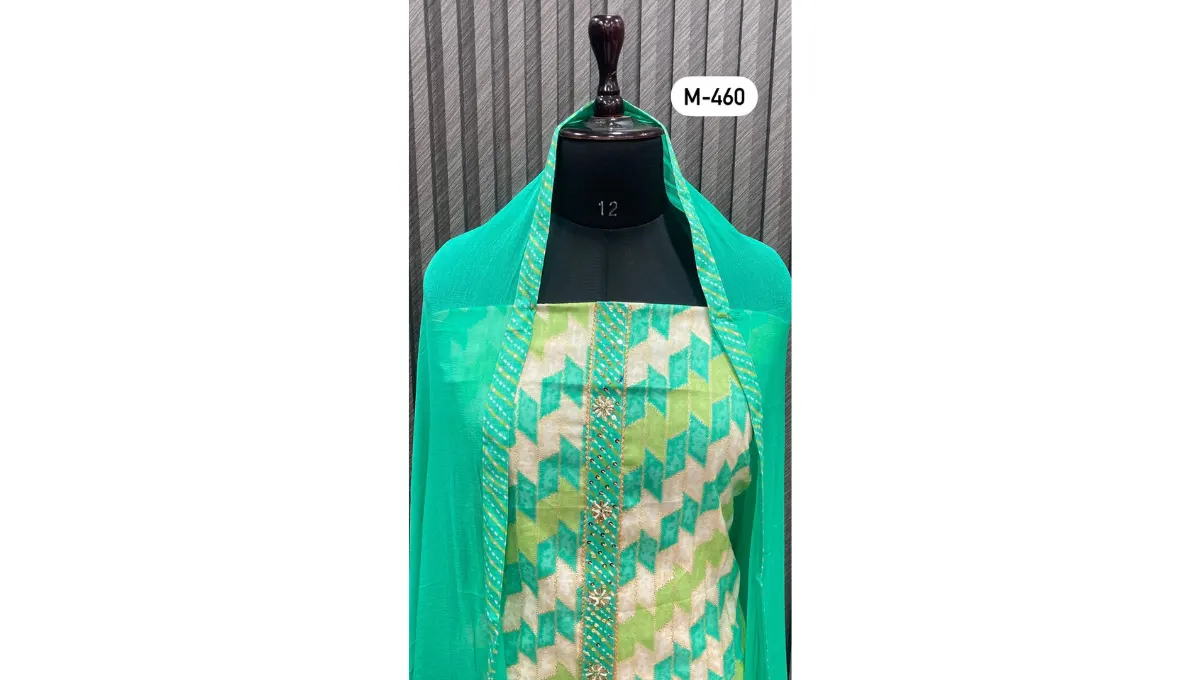 Medium Aquamarine Cambric Cotton Suit Set