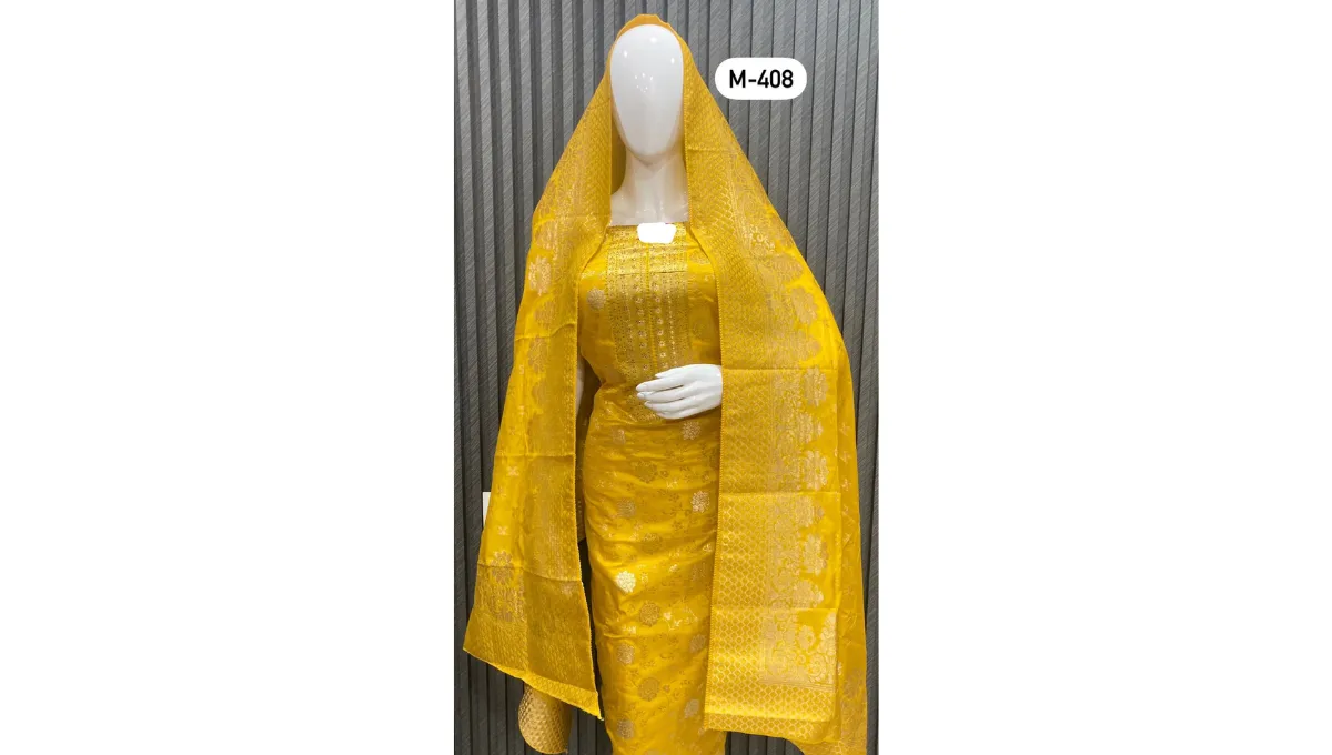 Mustard Yellow Banarasi Silk Suit Set