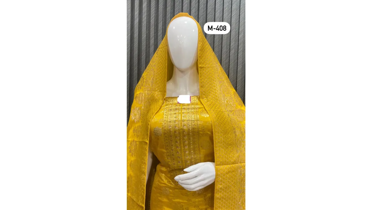 Mustard Yellow Banarasi Silk Suit Set