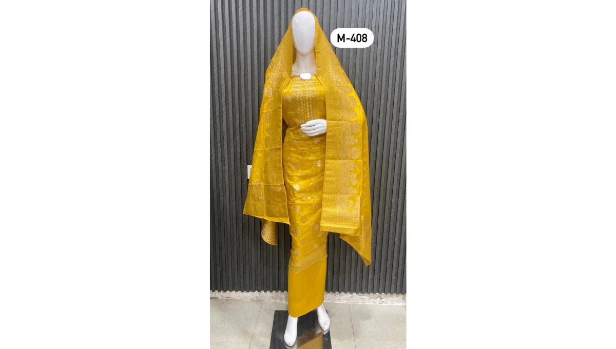 Mustard Yellow Banarasi Silk Suit Set