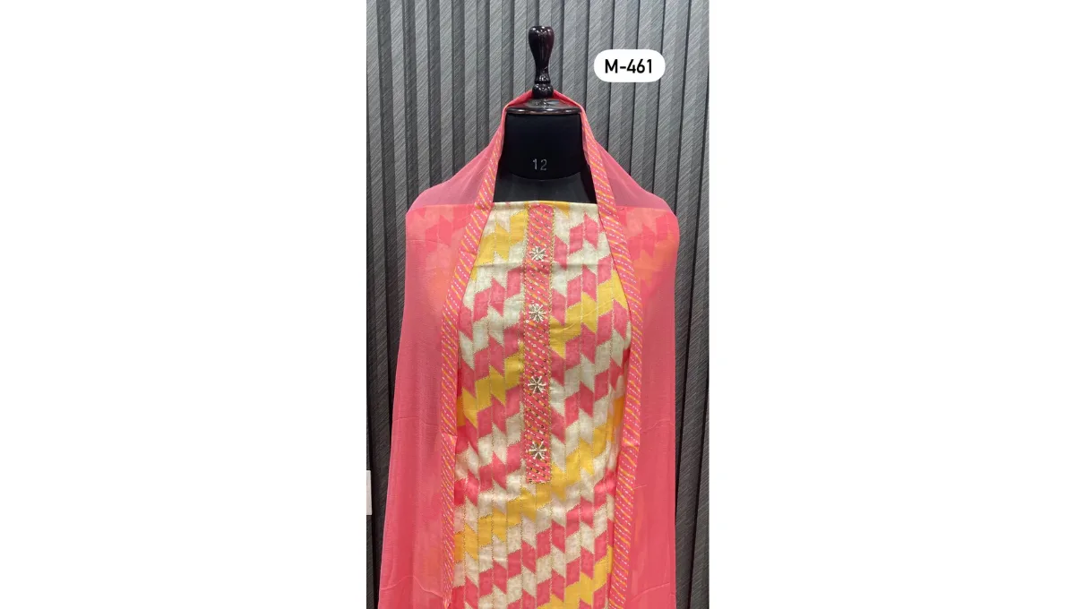 Pinkish Red Cambric Cotton Suit Set