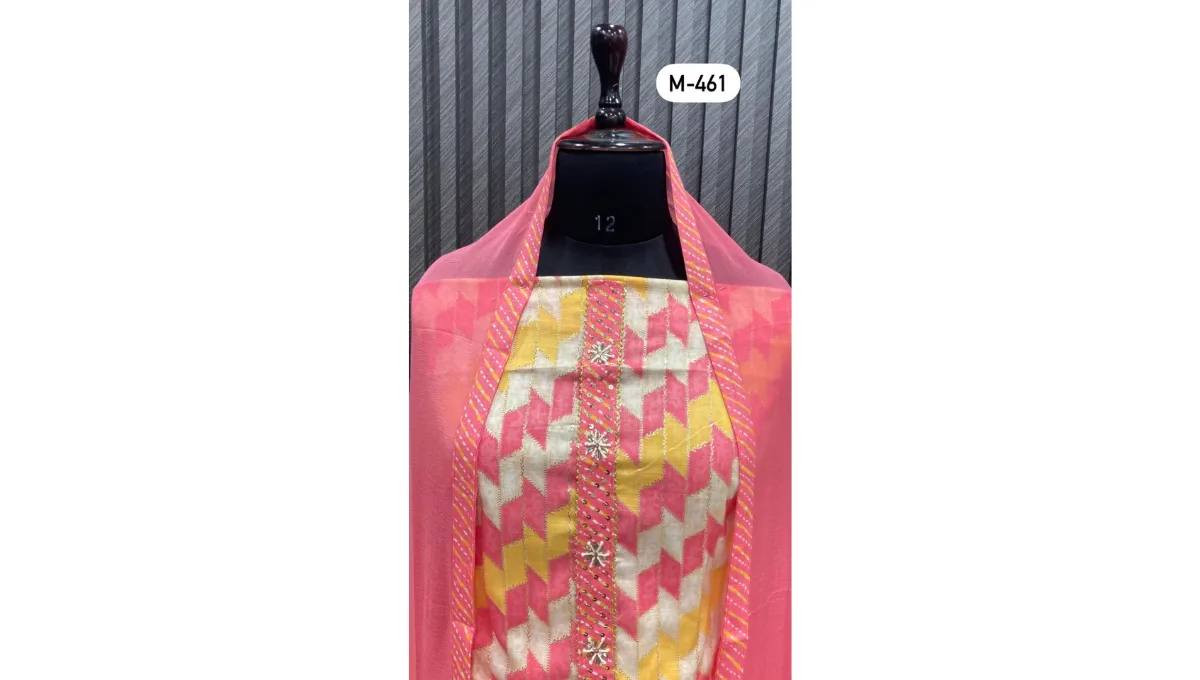 Pinkish Red Cambric Cotton Suit Set