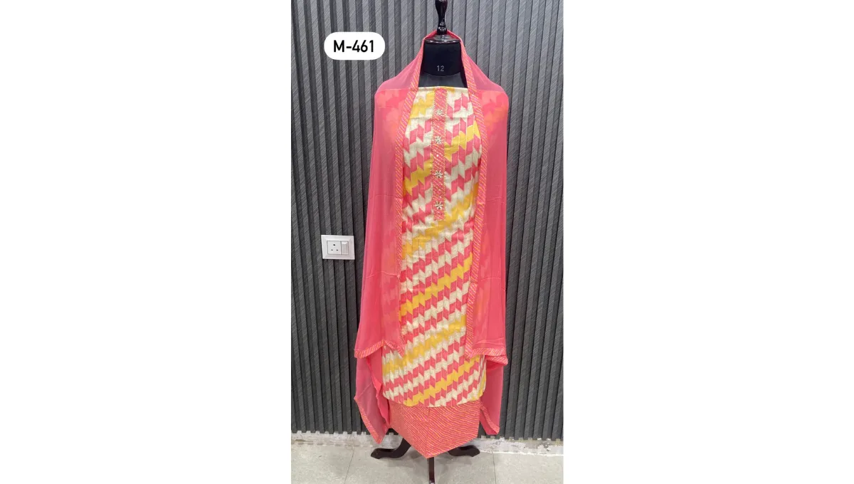 Pinkish Red Cambric Cotton Suit Set