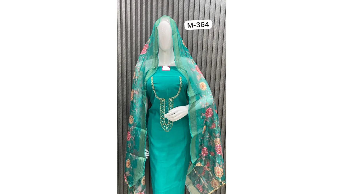 Turquoise Muslin Suit Set