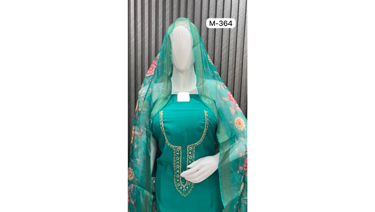 Turquoise Muslin Suit Set