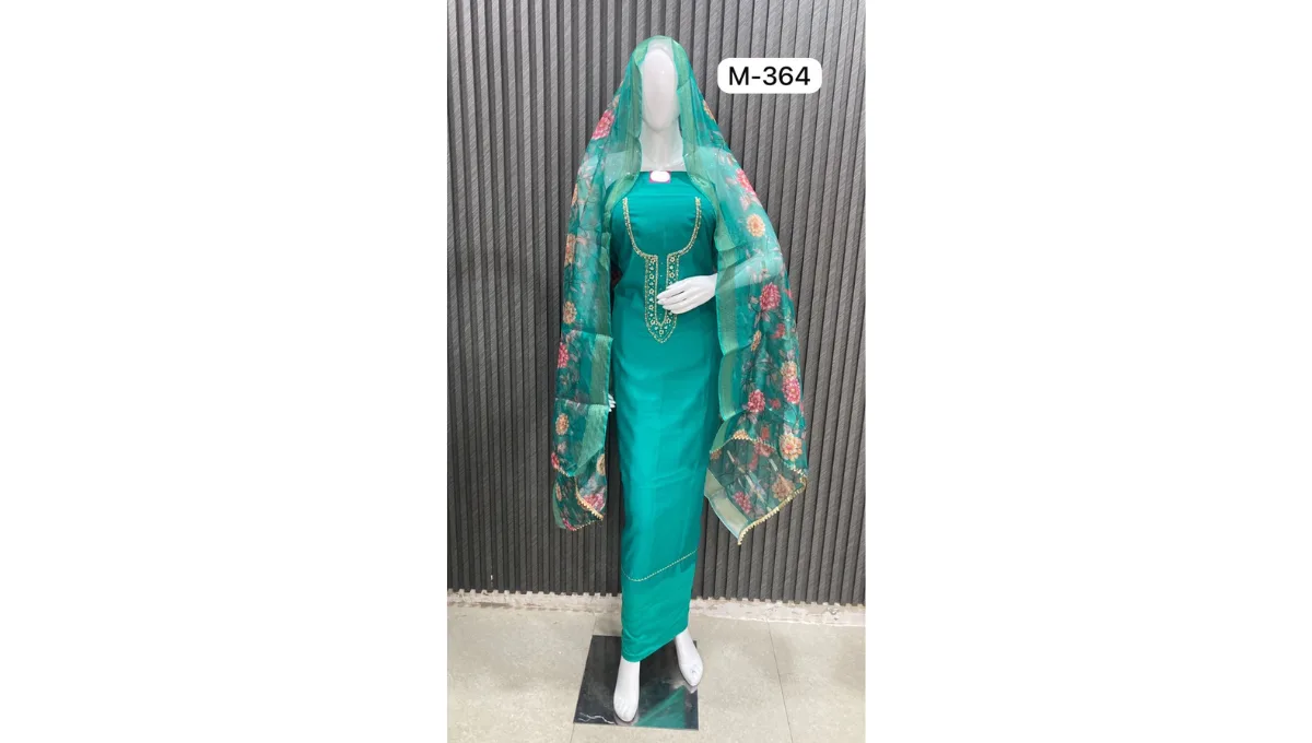 Turquoise Muslin Suit Set