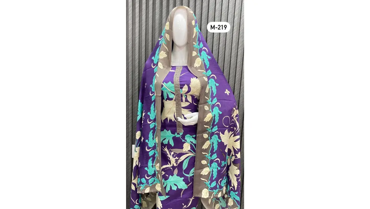 Violet Woolen Digital Printed Suit Set