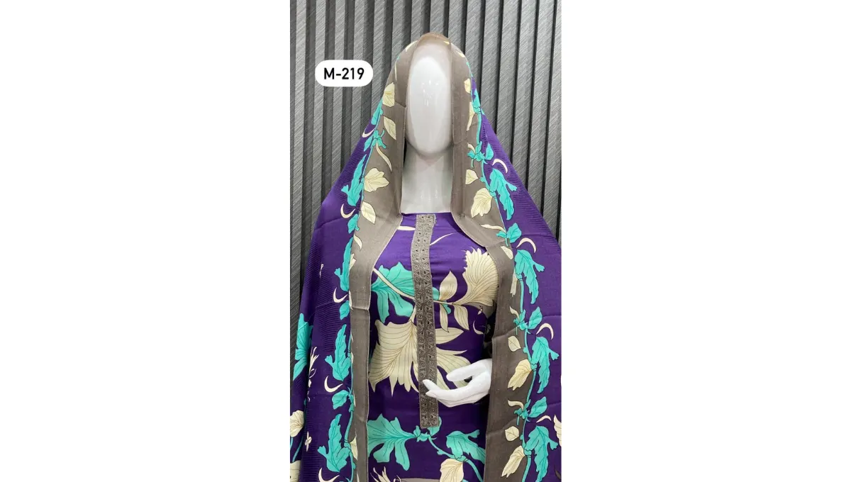 Violet Woolen Digital Printed Suit Set