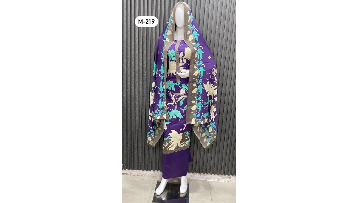 Violet Woolen Digital Printed Suit Set