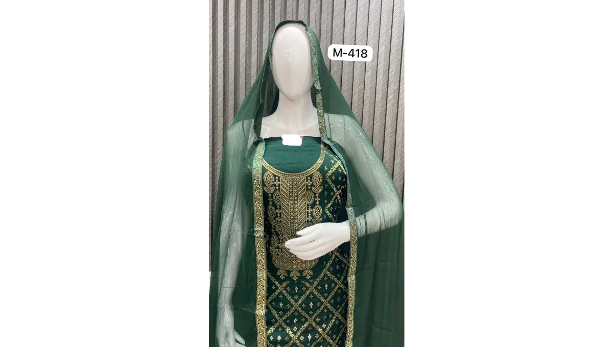 Dark Green Banarasi Silk Suit Set