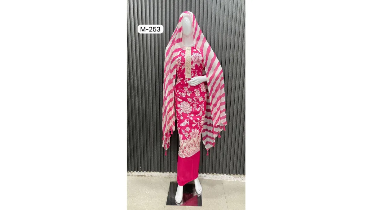 Magenta Pink Cambric Cotton Printed Suit Set