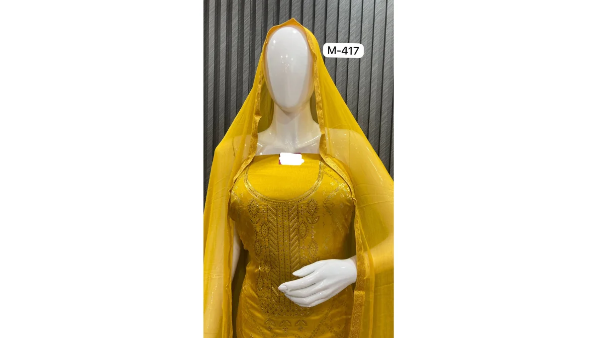 Mustard Yellow Banarasi Silk Suit