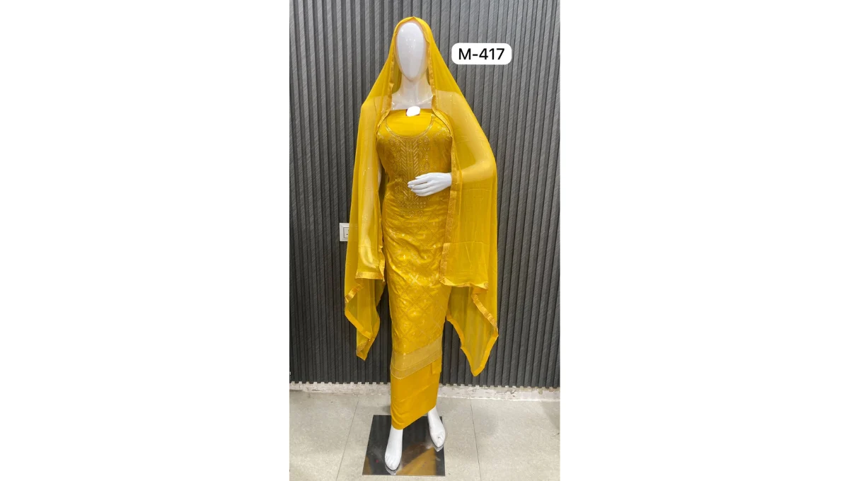 Mustard Yellow Banarasi Silk Suit Set
