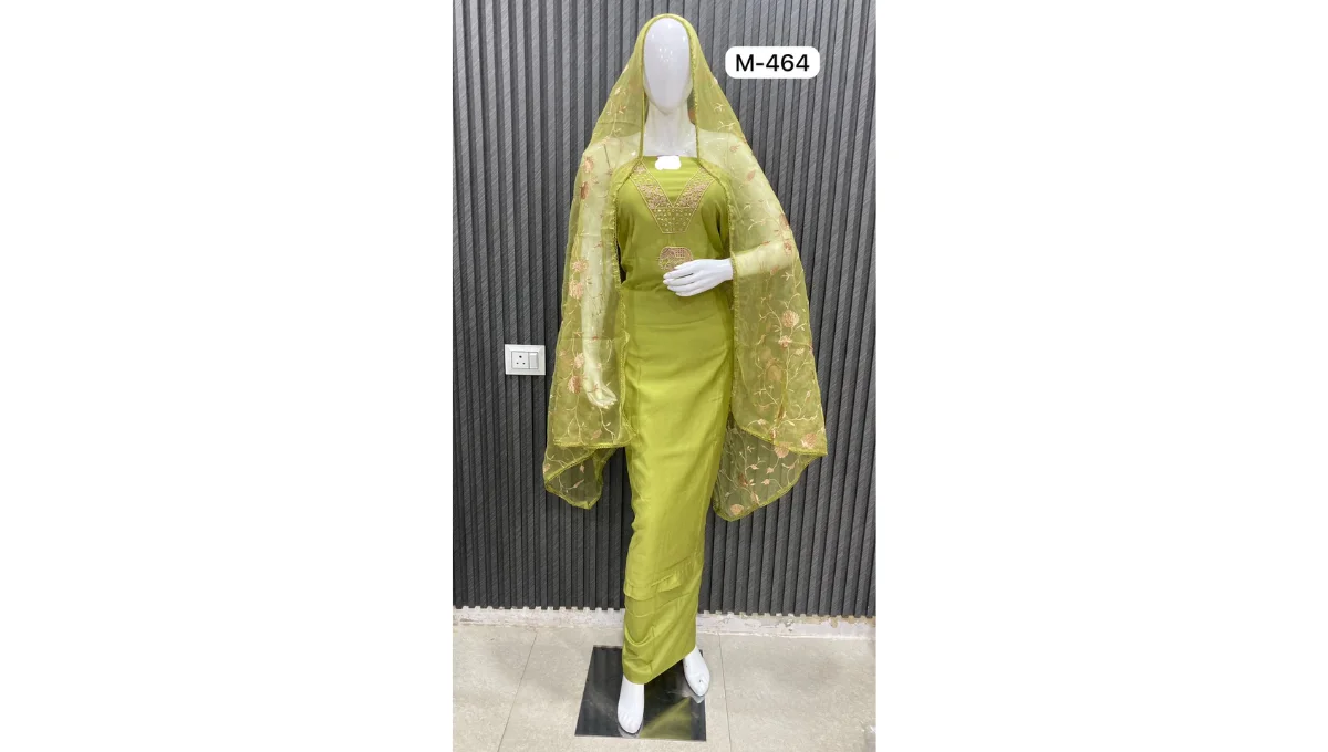 Olive Green Pure Muslin Suit Set