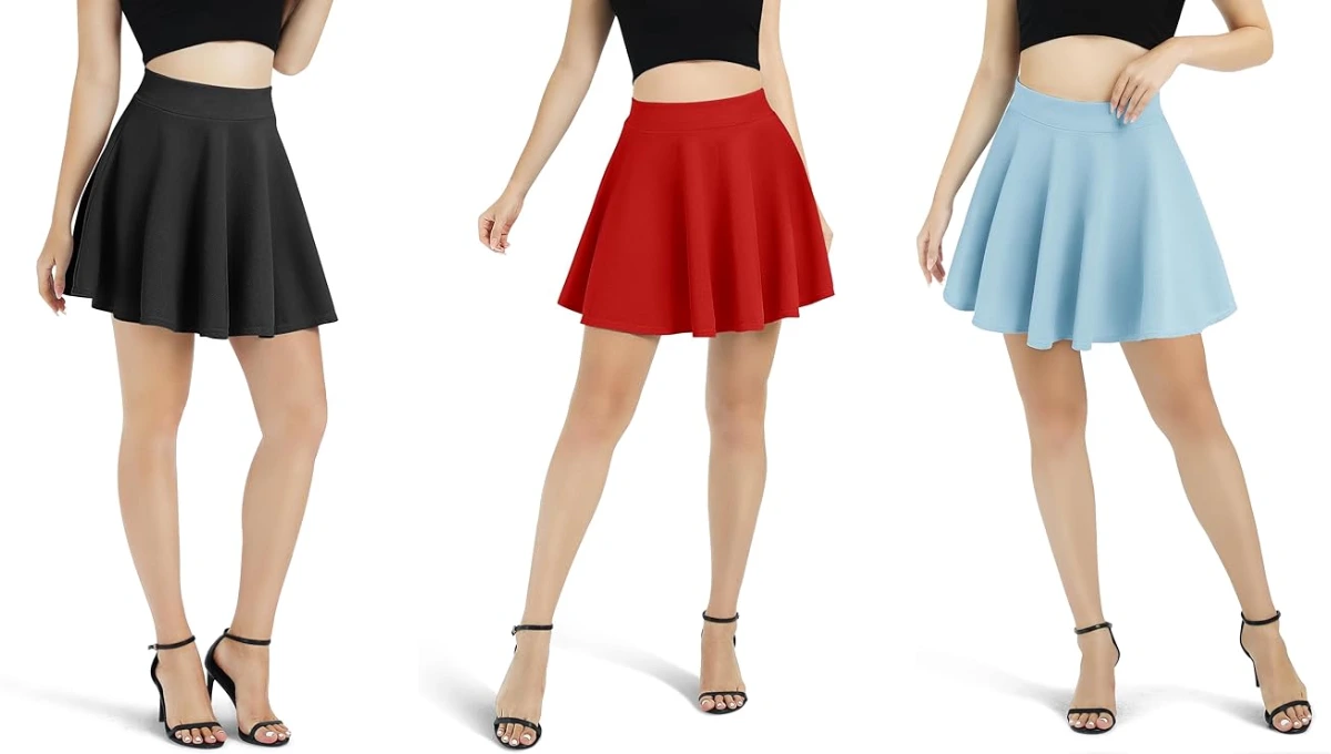 How to Style Stretchy Flared Mini Skater Skirt for Women