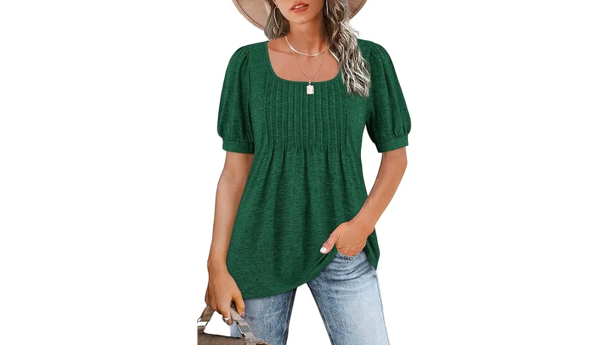 Zwurew Women's Summer Casual Puff Sleeve T-Shirt