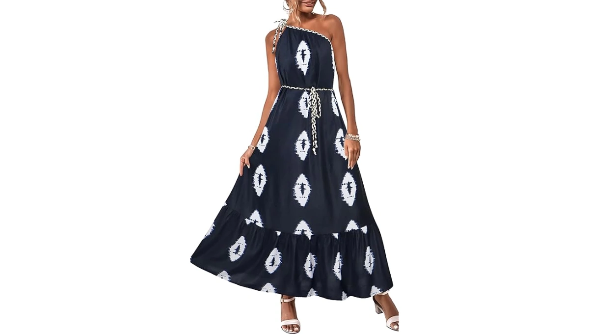 ECOWISH One-Shoulder Maxi Dress