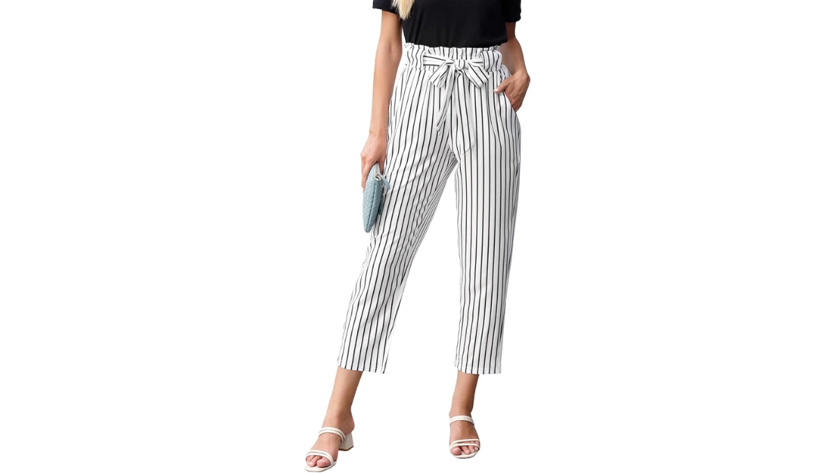 GRACE KARIN Women’s Casual Cropped Trousers with Belt