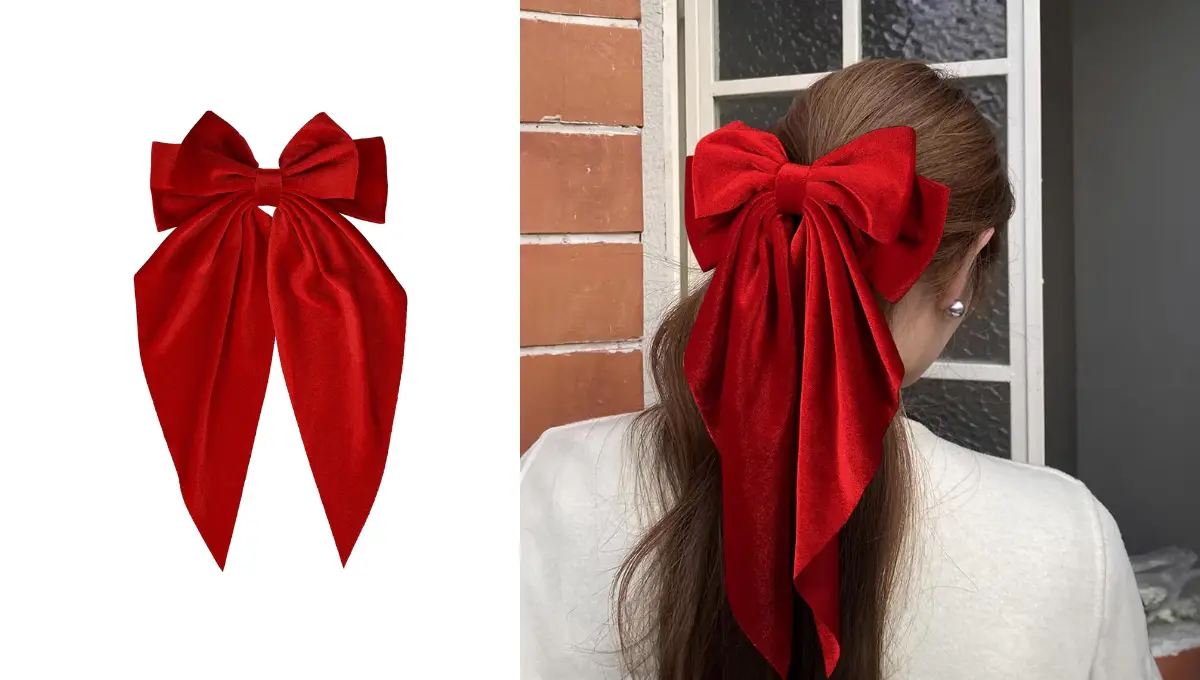 Bright Red Velvet Large Hair Bow