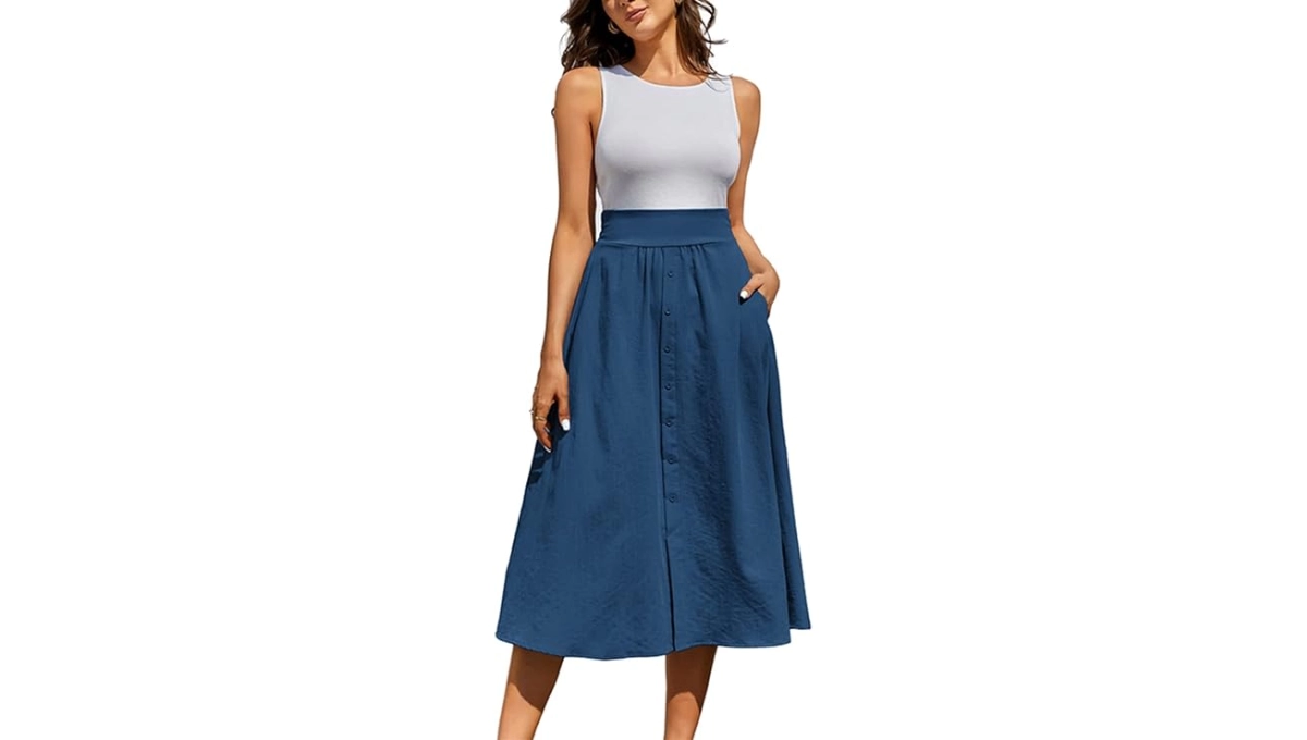 Kate Kasin Pleated Midi Skirt