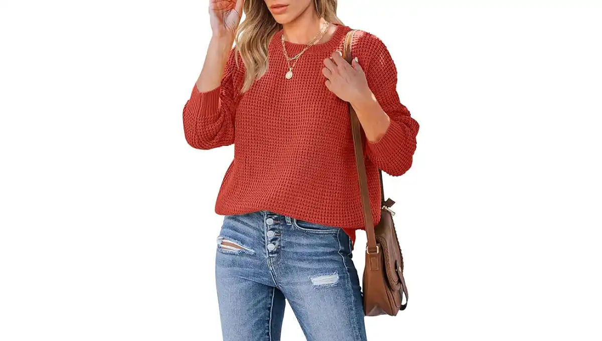 MEROKEETY Women's Long Sleeve Crewneck Knit Sweater