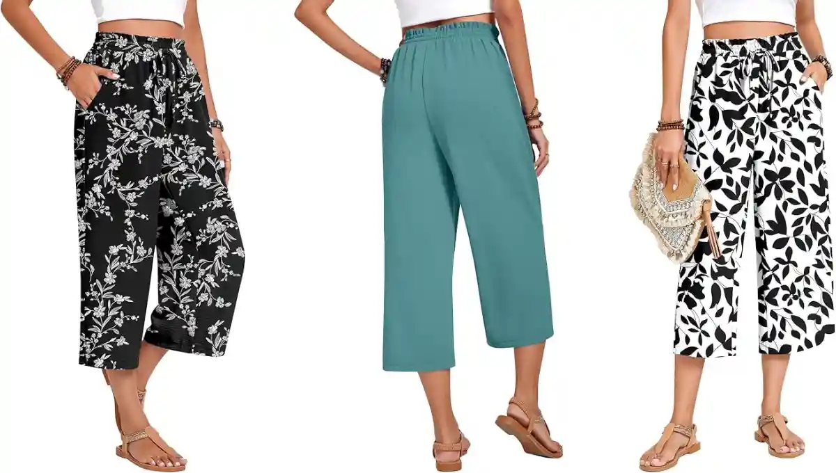 Anyhold Women’s Loose High-Waisted Capri Pants