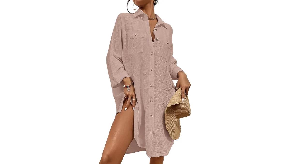 Bsubseach Button-Down Swimsuit Cover-Up Shirt