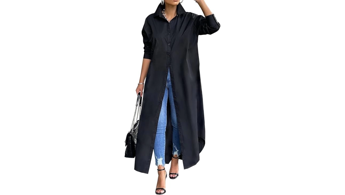 Choichic Casual Collared Maxi Shirt Dress