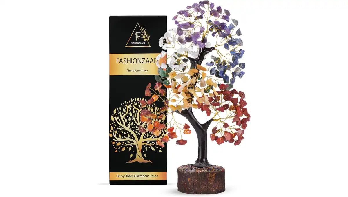 FASHIONZAADI 7 Chakra Tree of Life with Healing Crystals