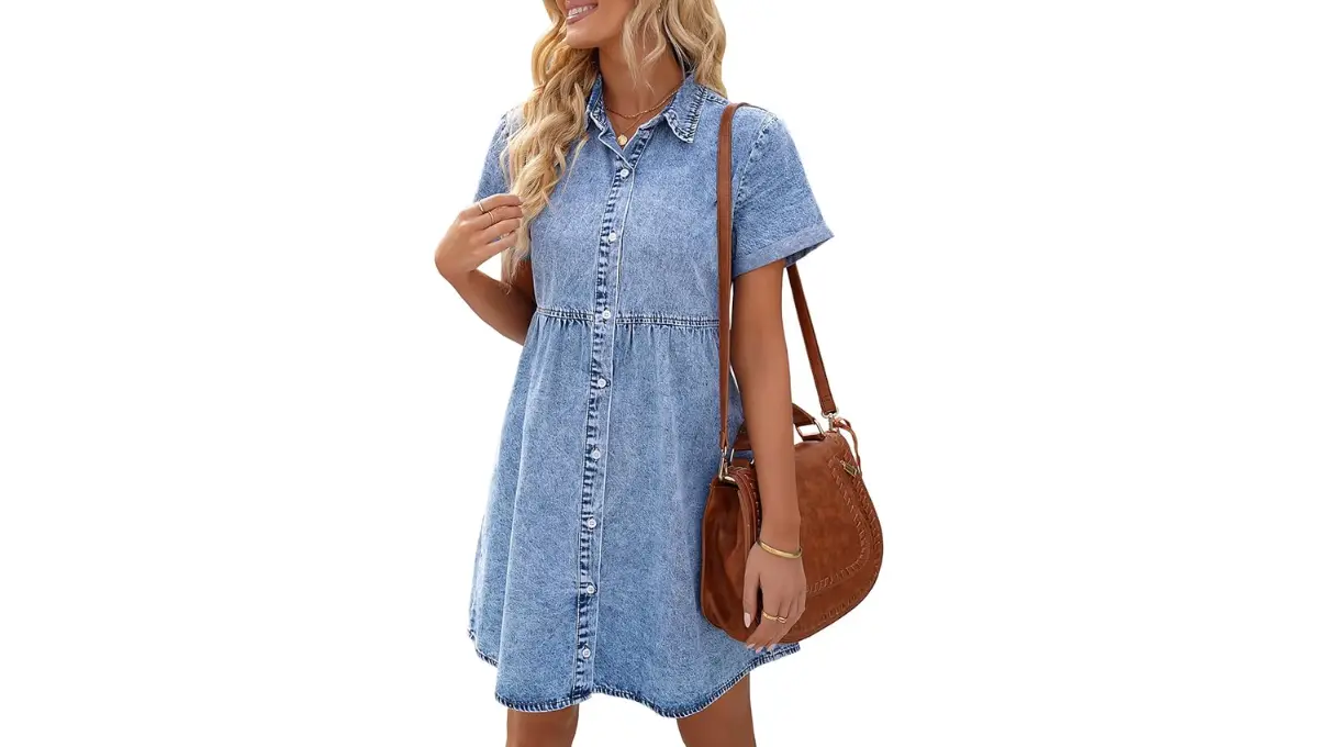 LookbookStore Oversized Babydoll Denim Shirt-Dress