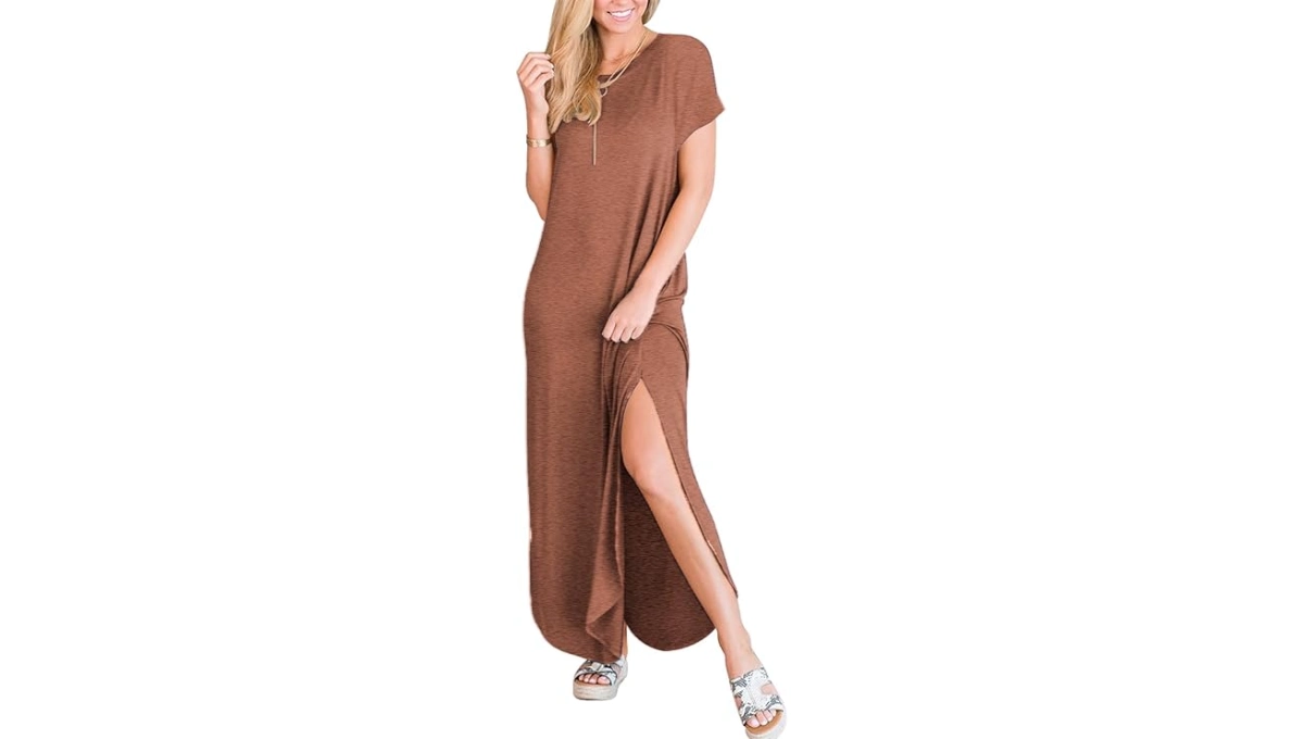 ANRABESS Women's Sleeveless V-Neck Tiered Maxi Dress with Pockets